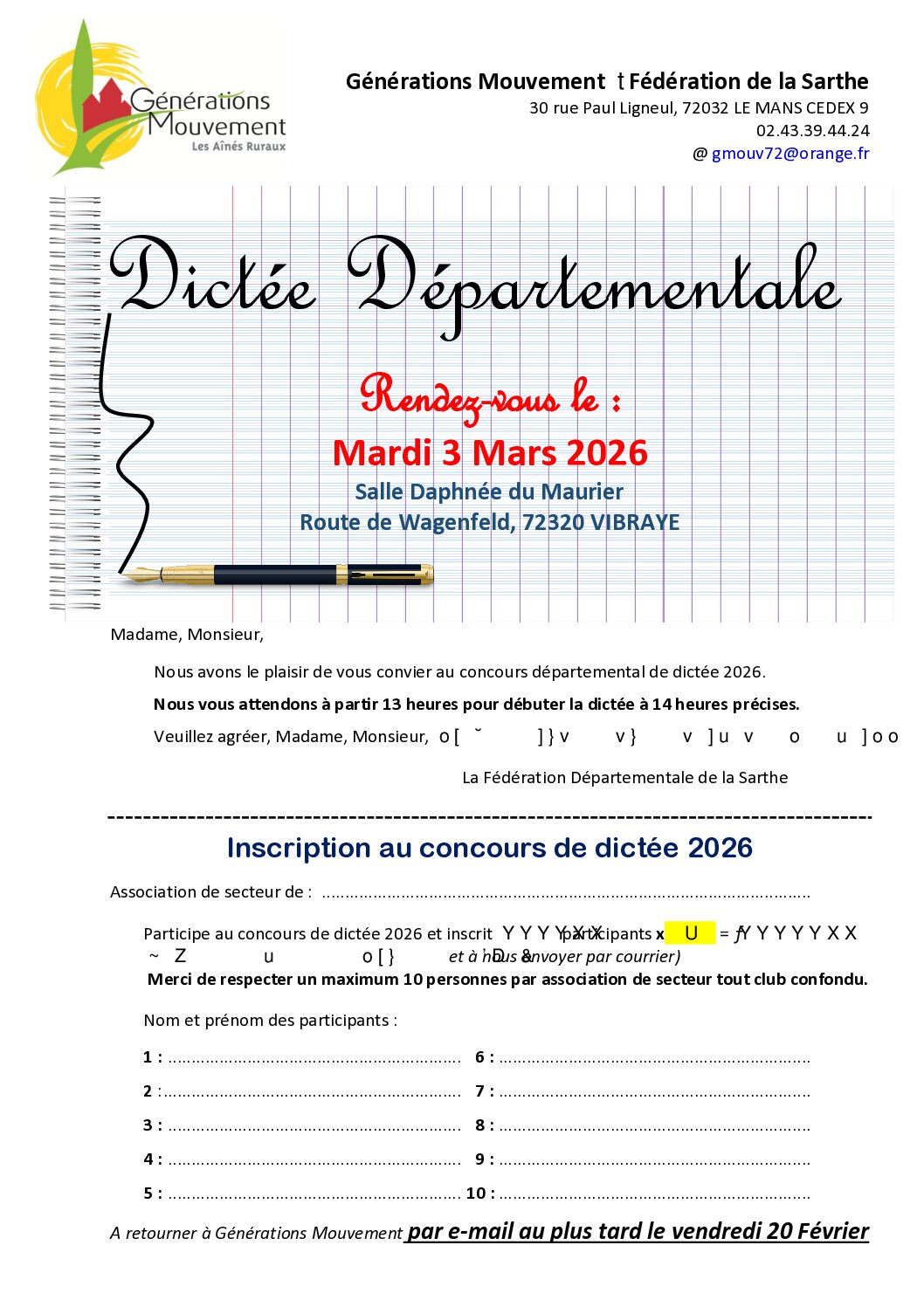 Dictée départementale à Vibraye
